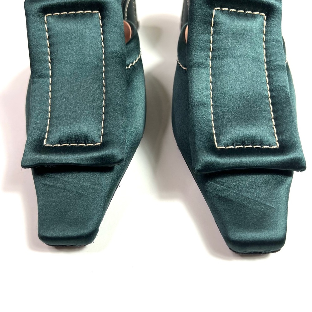 Marni Green Satin Mules Sandals Block Heel Size 38.5 - Picture 5 of 13